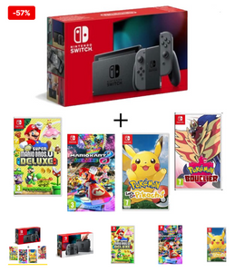 Pack Nintendo Switch Gris + Nuevo Super Mario
